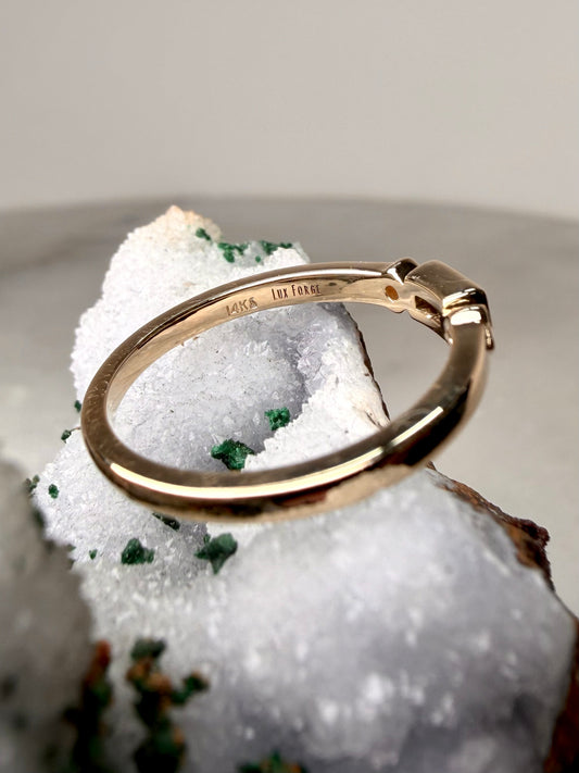 Art Deco Inspired Bicolor Blue & Yellow Sapphire Stacking Ring | 14k Yellow Gold