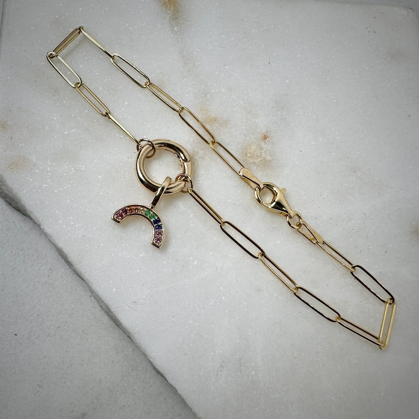 Circle Charm Bracelet | 14k Yellow Gold