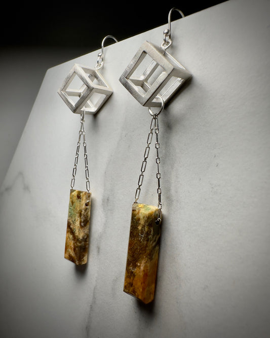 Jasper Cube Earrings