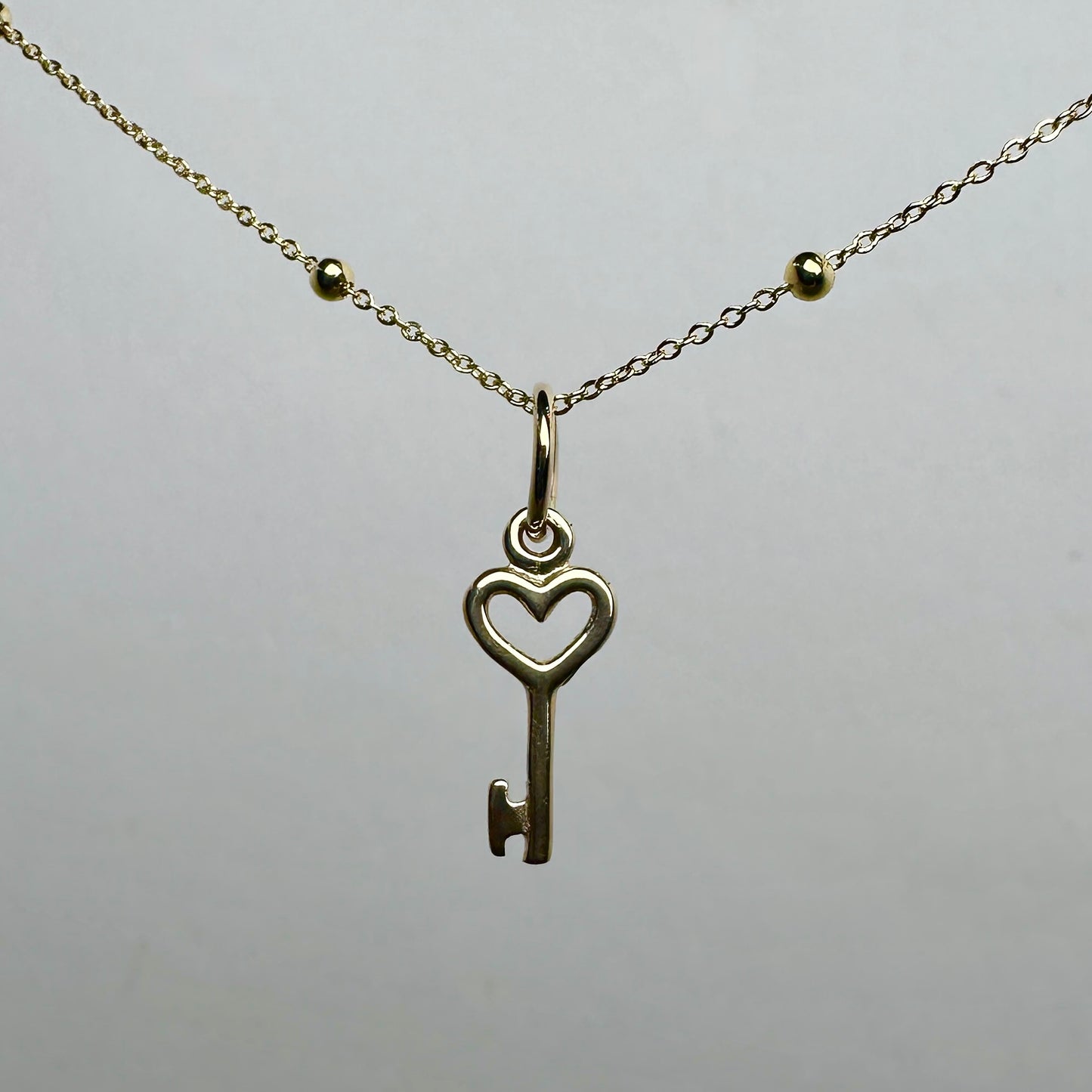 Heart Key Charm | 14k Yellow Gold