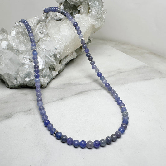 Beaded Tanzanite Necklace | Sterling Silver