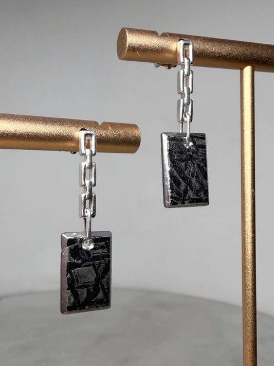 Meteorite Chain Link Earrings | Sterling Silver