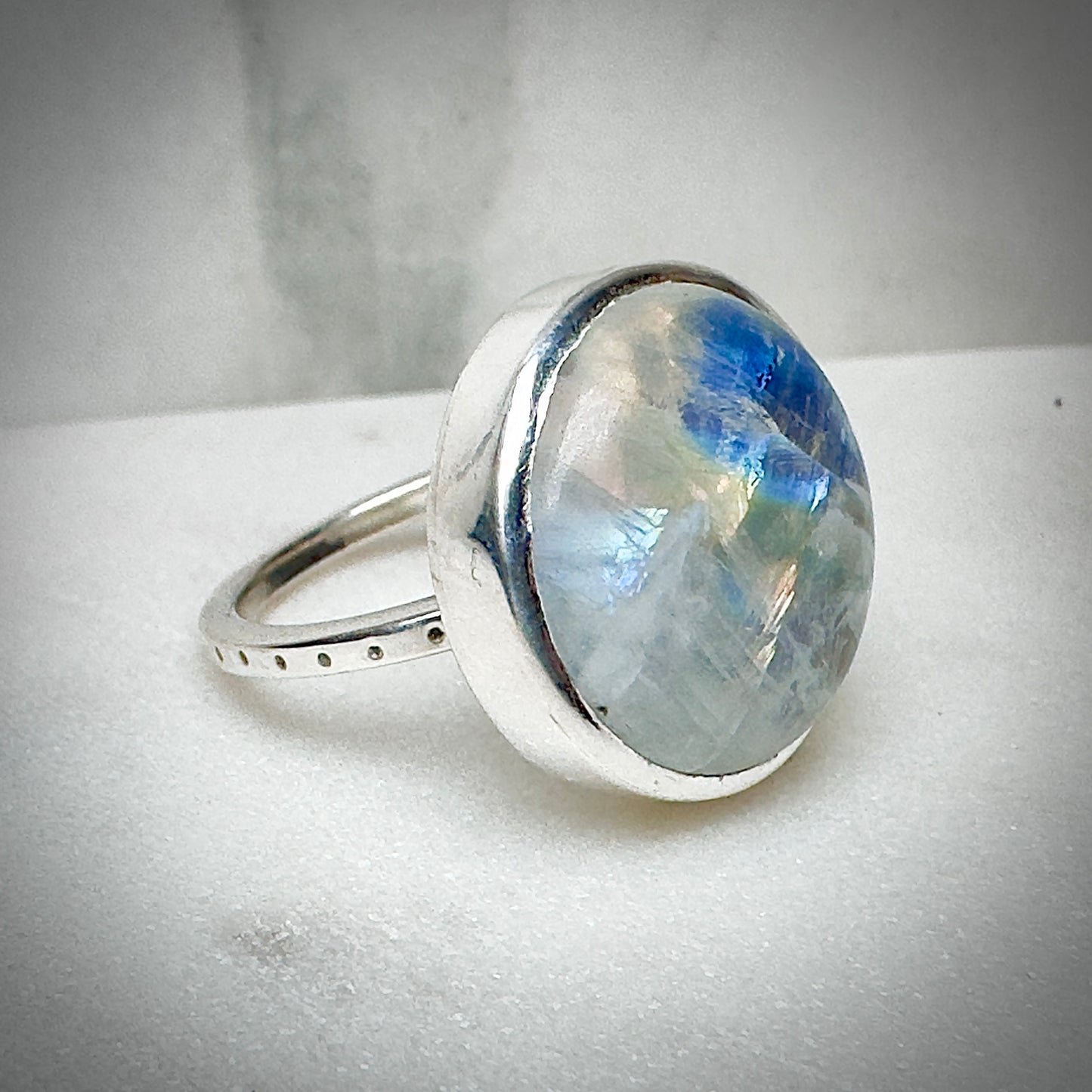 Rainbow Moonstone Ring