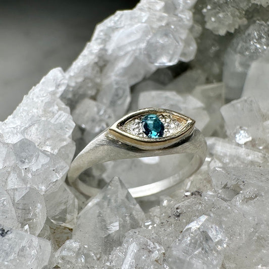 Blue Topaz Evil Eye Ring