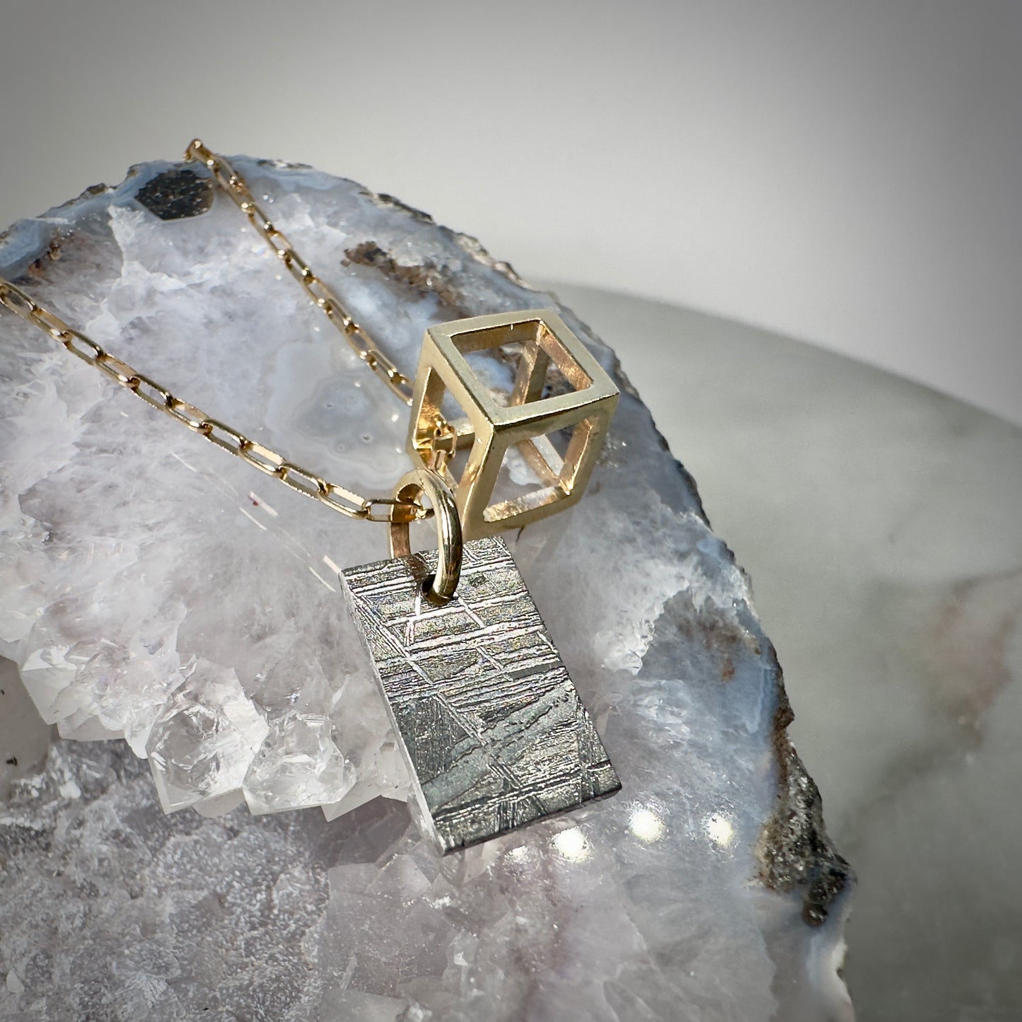 Gold Cube Pendant (Small)