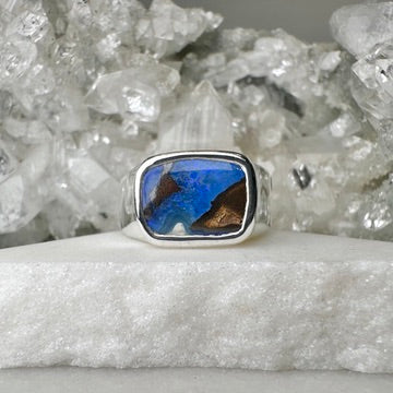 Boulder Opal Signet Ring | Sterling Silver