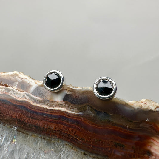Black Spinel Stud Earrings | Sterling Silver