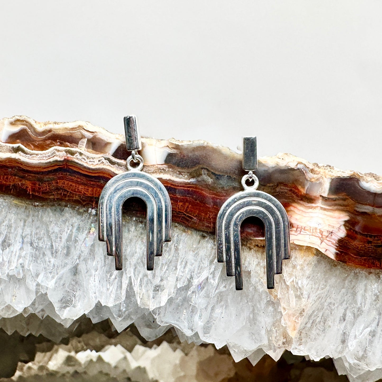 Geometric Rainbow Dangle Earrings | Sterling Silver