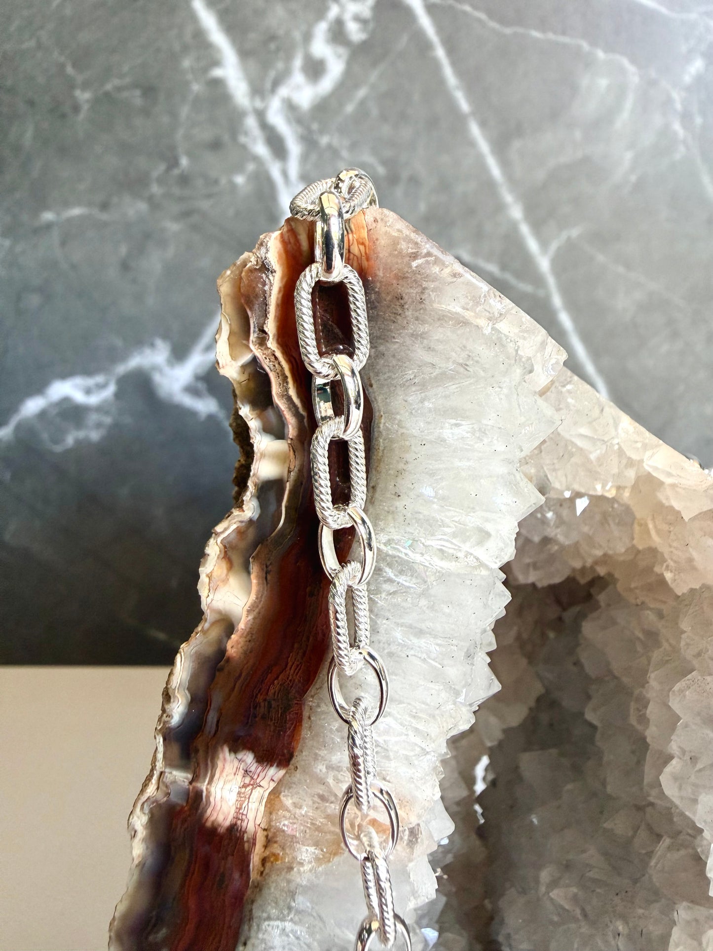 Twisted Link Long & Short Chain | 6mm Wide | Sterling Silver