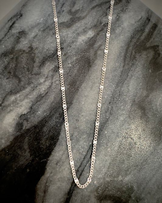 Thin Starburst Curb Chain in Sterling Silver | 1.5mm Wide