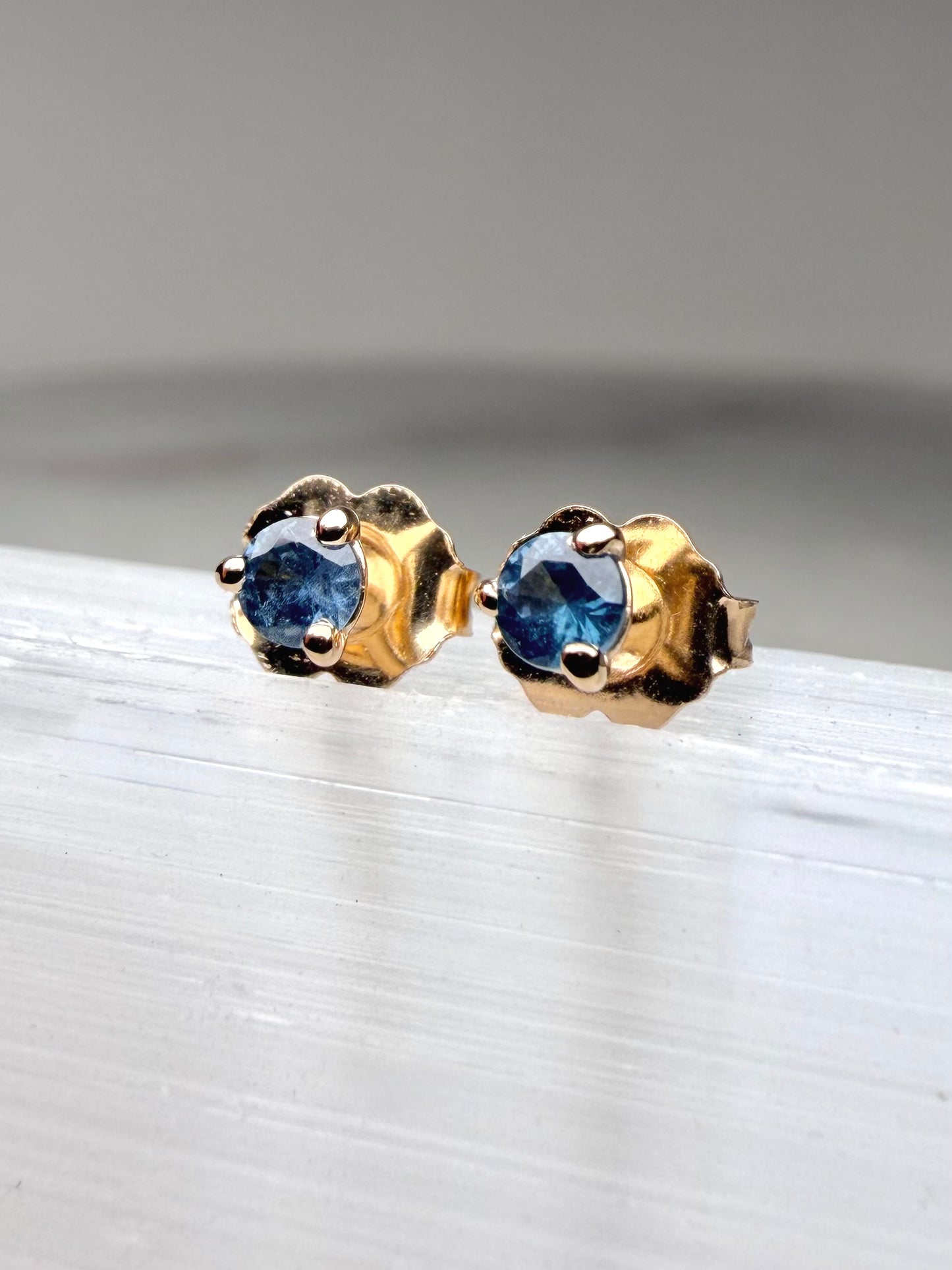 Blue Spinel Stud Earrings | 14k Yellow Gold
