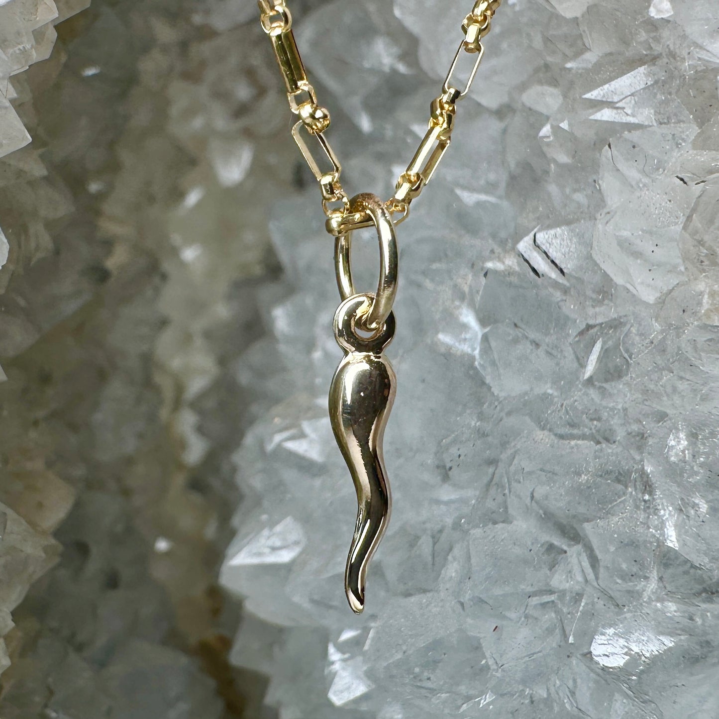 Small Cornicello Italian Horn Charm | 14k Yellow Gold