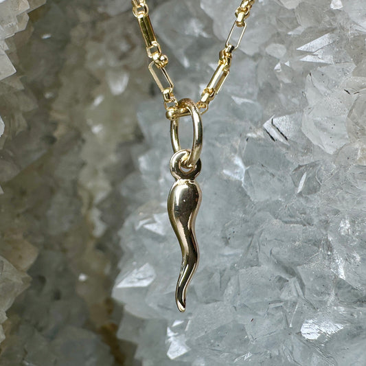 Small Cornicello Italian Horn Charm | 14k Yellow Gold