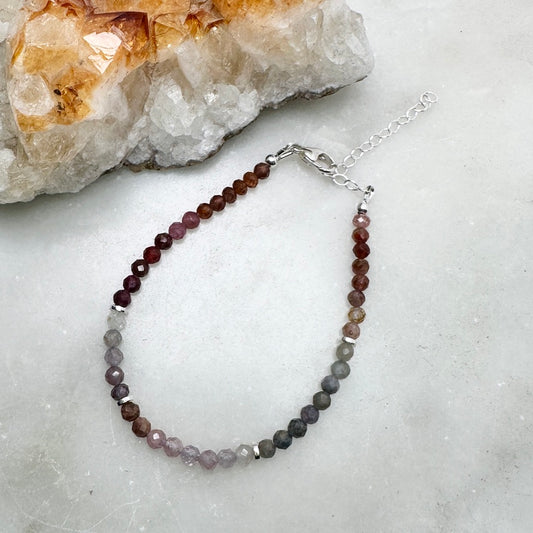 Multicolor Spinel Beaded Bracelet | Sterling Silver