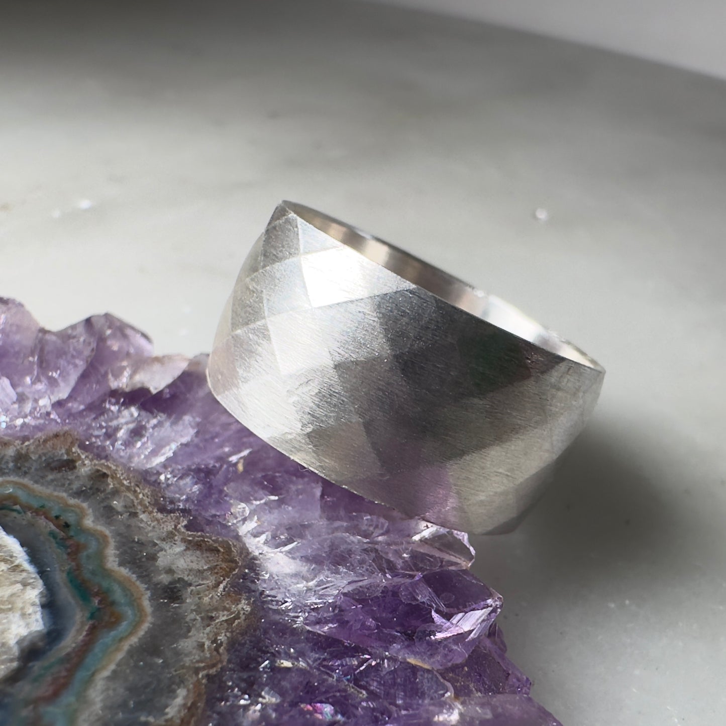 Faceted Cigar Band Ring