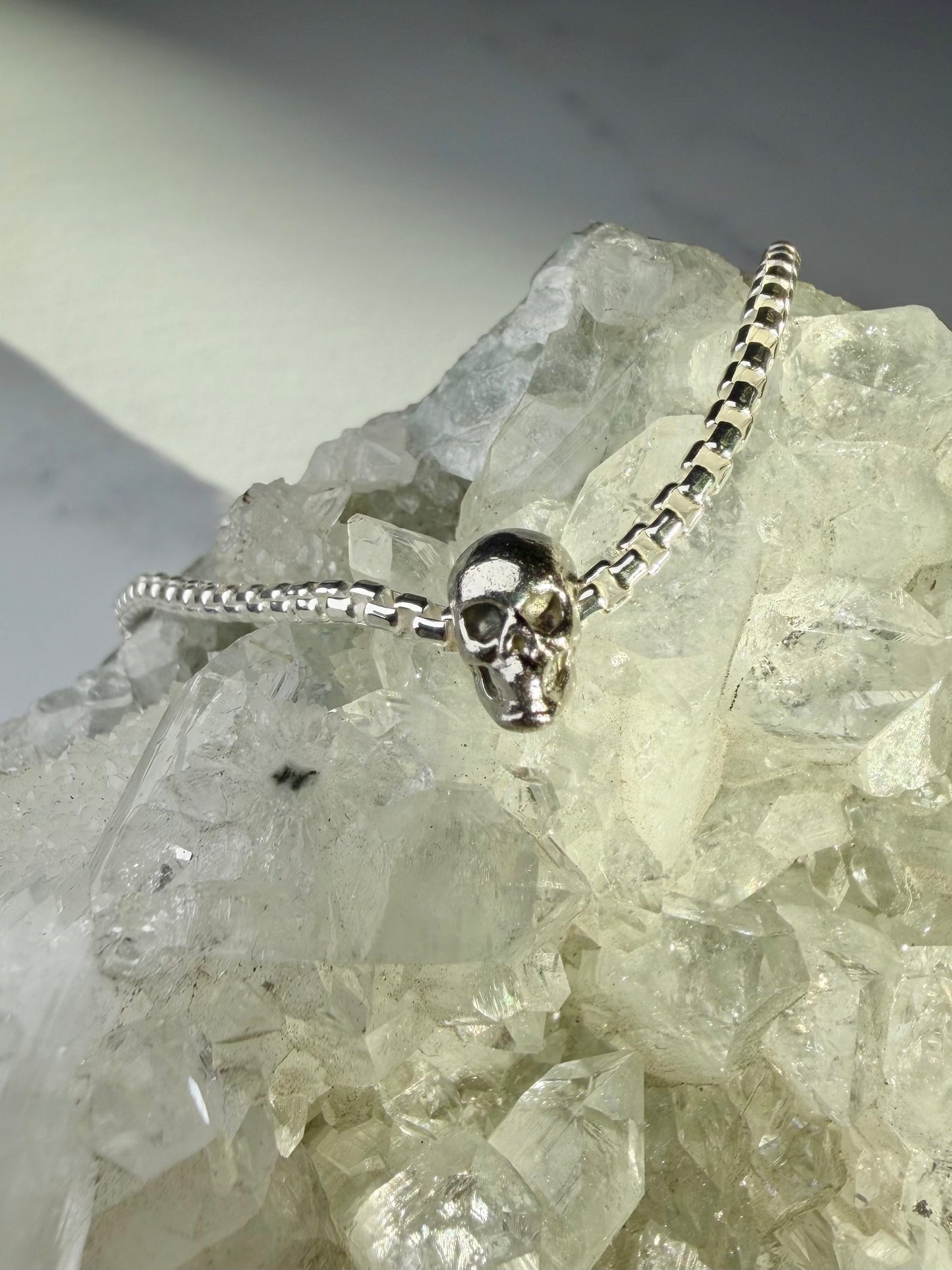Mini Skull Chain Slide Charm | Platinum | LUX FORGE Legacy Collection