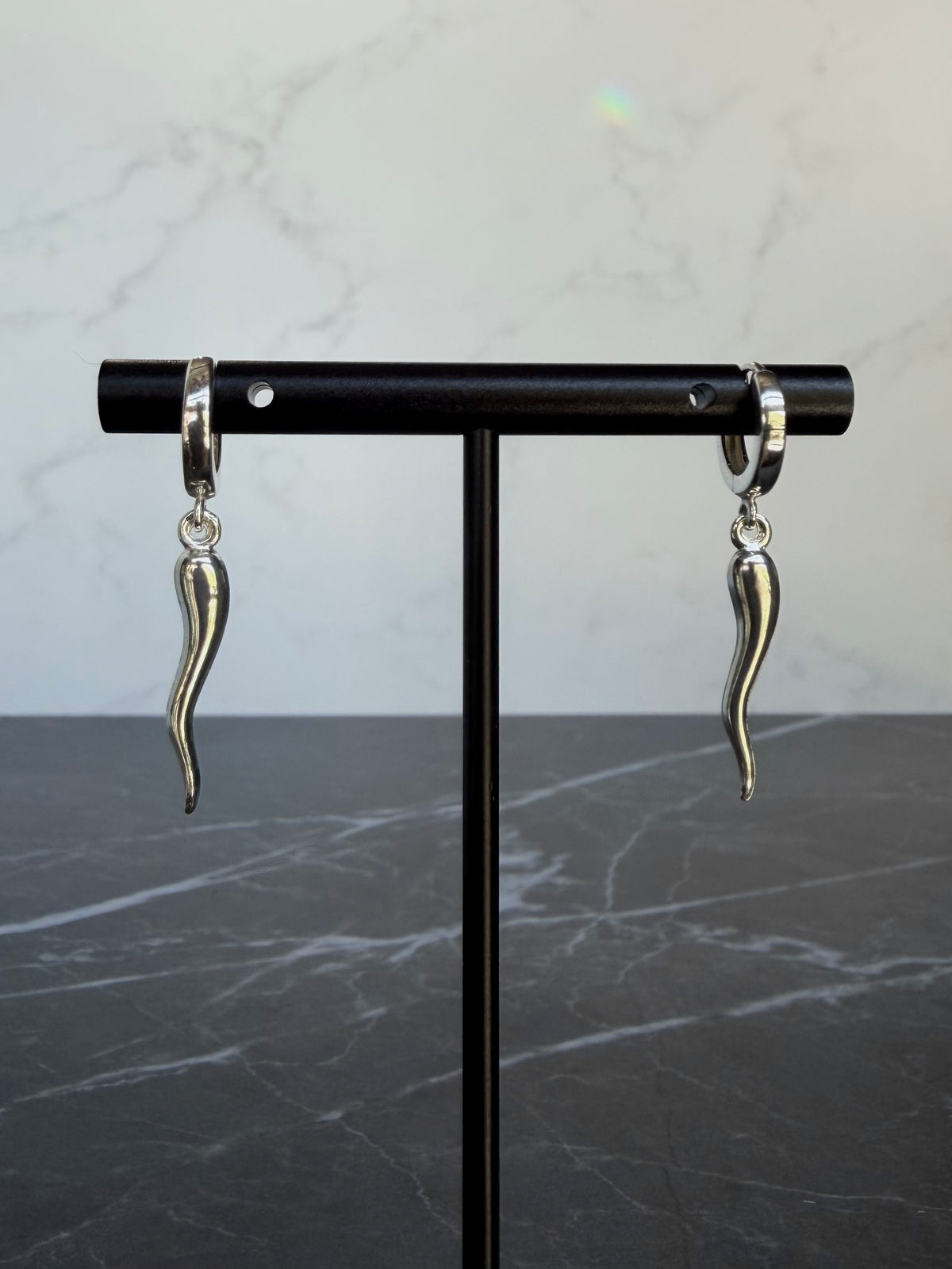 Italian Horn Huggie Earrings | Sterling Silver