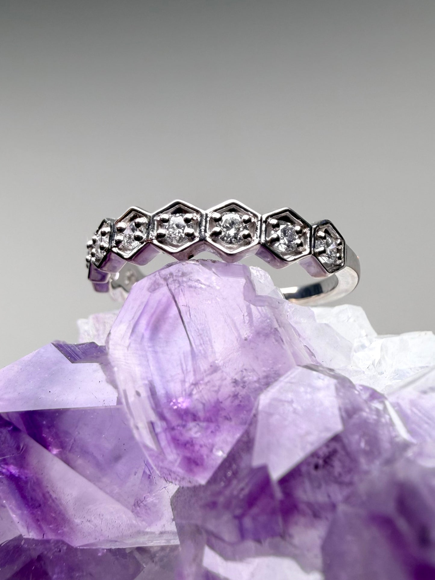 Geometric Lab Grown Diamond Ring | 14k White Gold