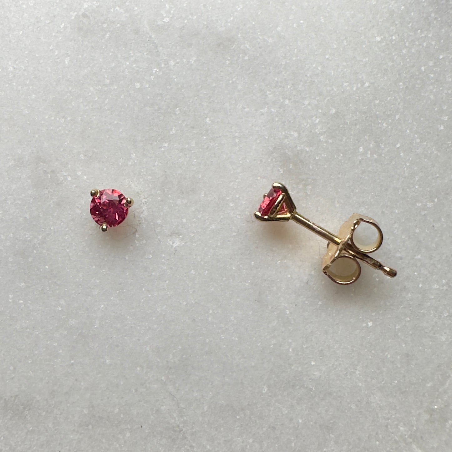 Coral Spinel Stud Earrings