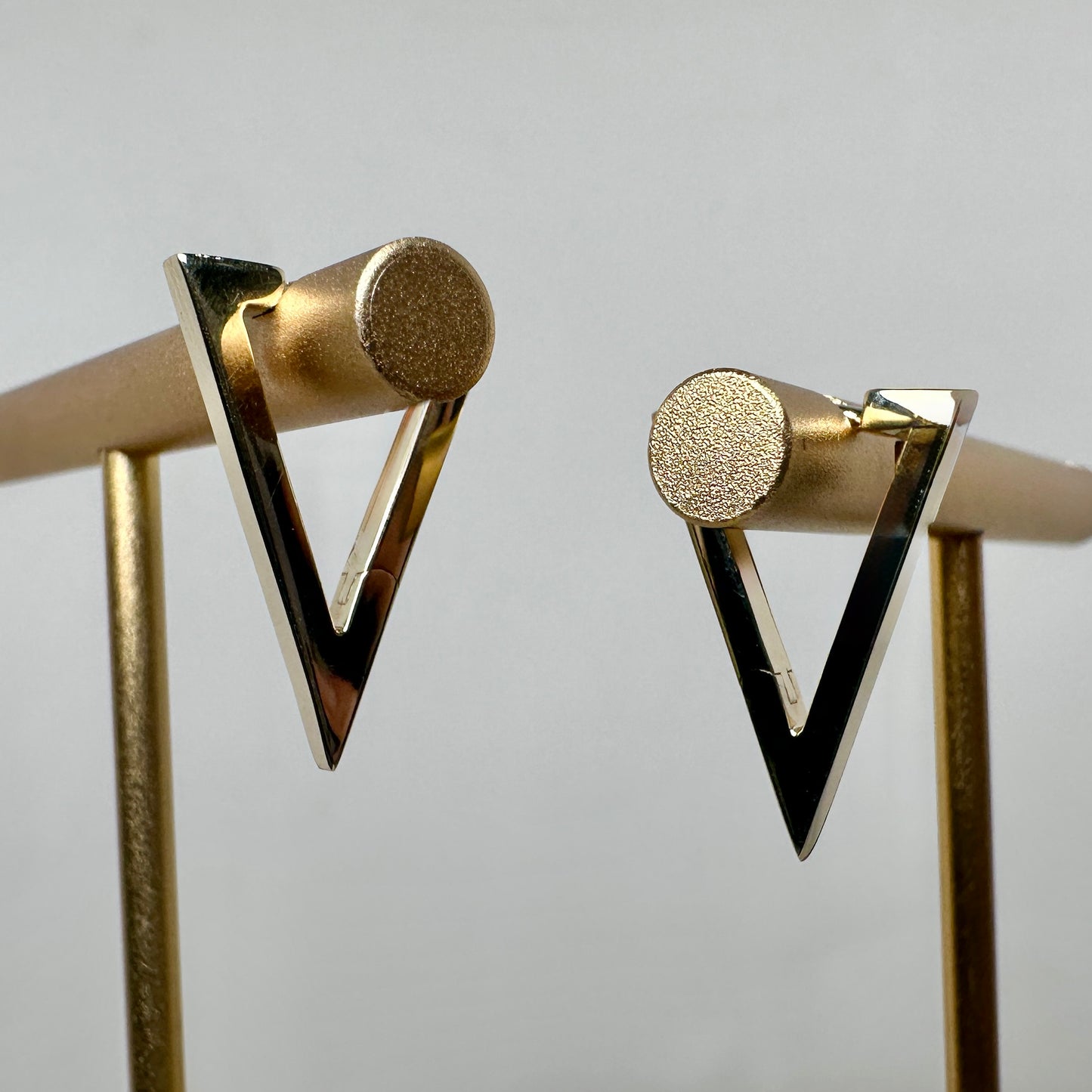 Geometric Triangle Huggie Earrings | 14k Yellow Gold