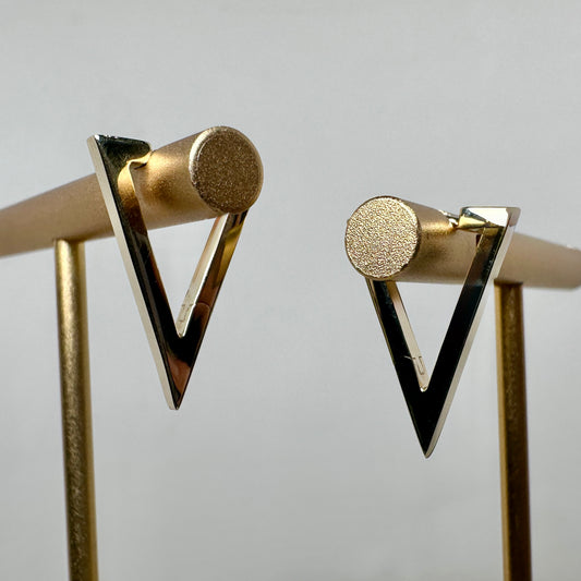 Geometric Triangle Huggie Earrings | 14k Yellow Gold