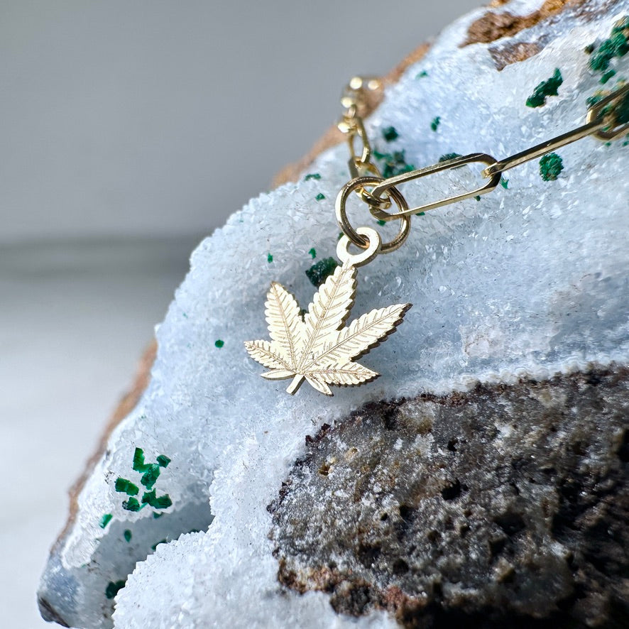 Cannabis Leaf Charm | 14k Yellow Gold