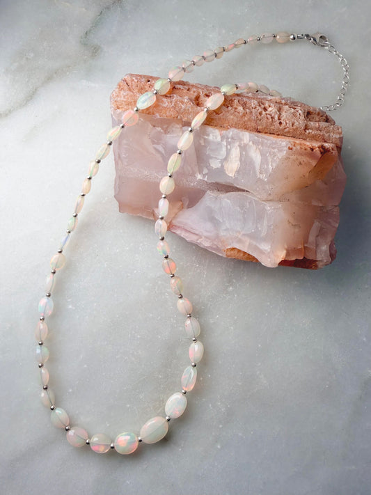 Ethiopian Opal Pebble Necklace | Sterling Silver