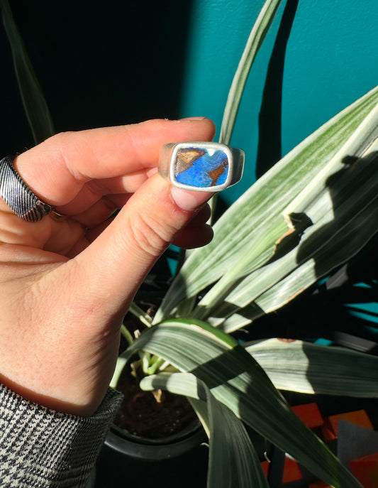 Boulder Opal Signet Ring