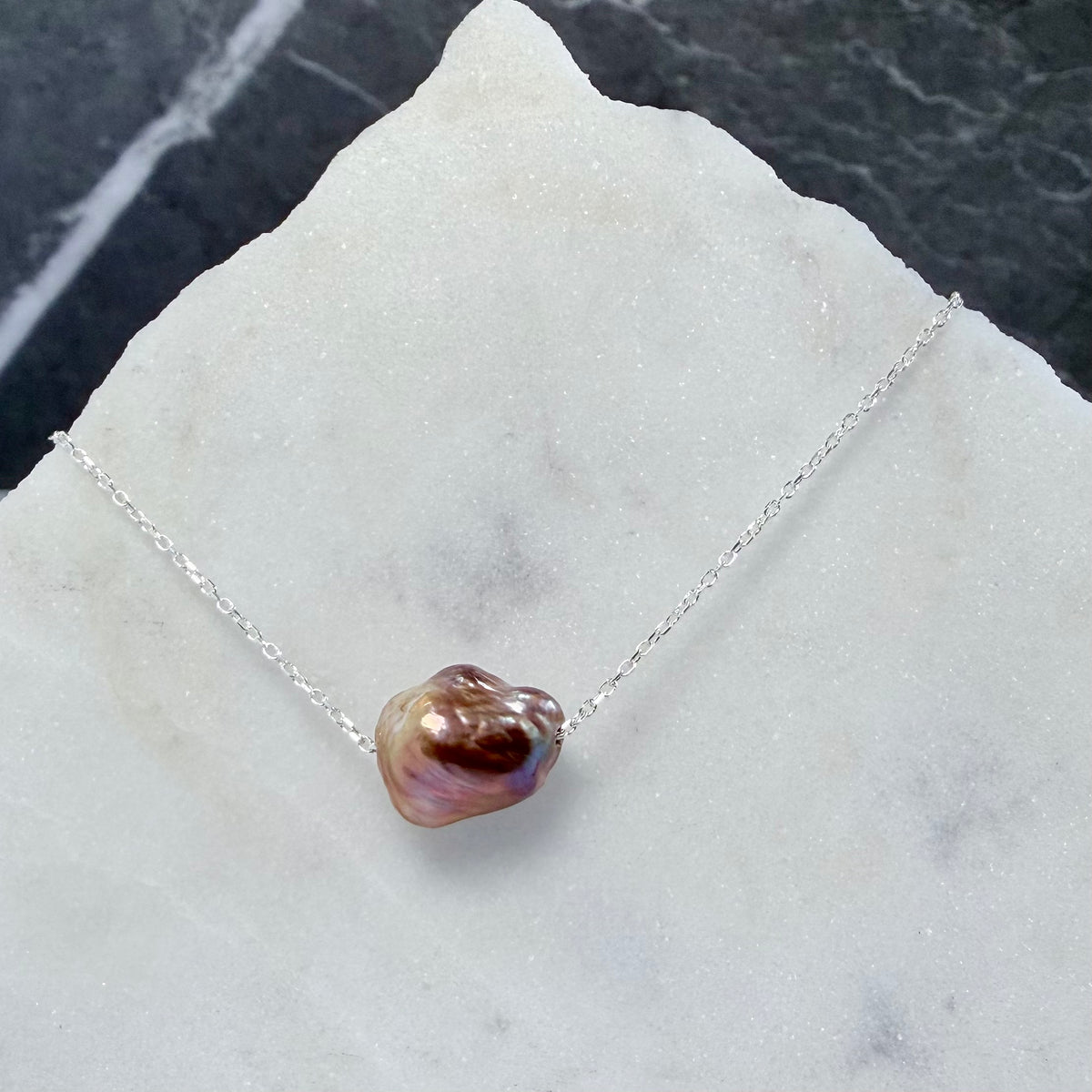 Freshwater Pearl Floating Necklace | Sterling Silver