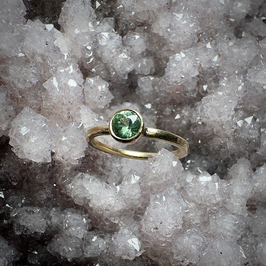 Mint Garnet Solitaire Ring