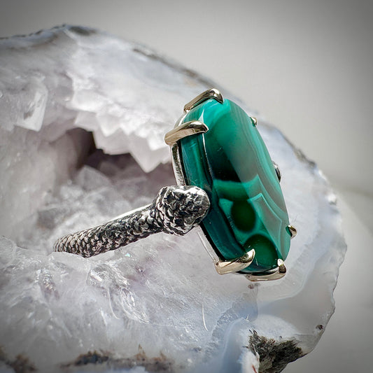 Malachite Snake Bite Ring
