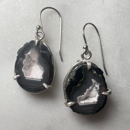 Black and White Geode Earrings