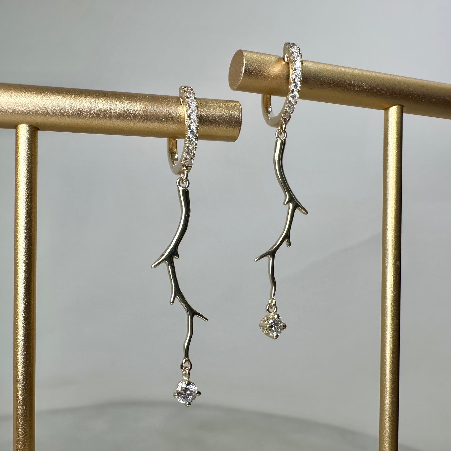 Diamond Branch Earrings | 14k Yellow Gold