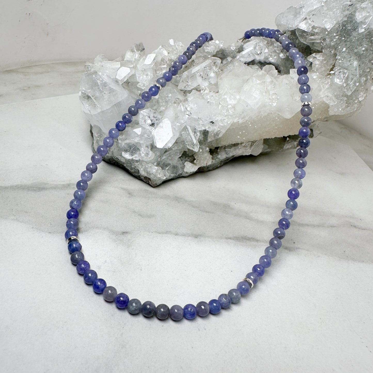 Beaded Tanzanite Necklace | Sterling Silver