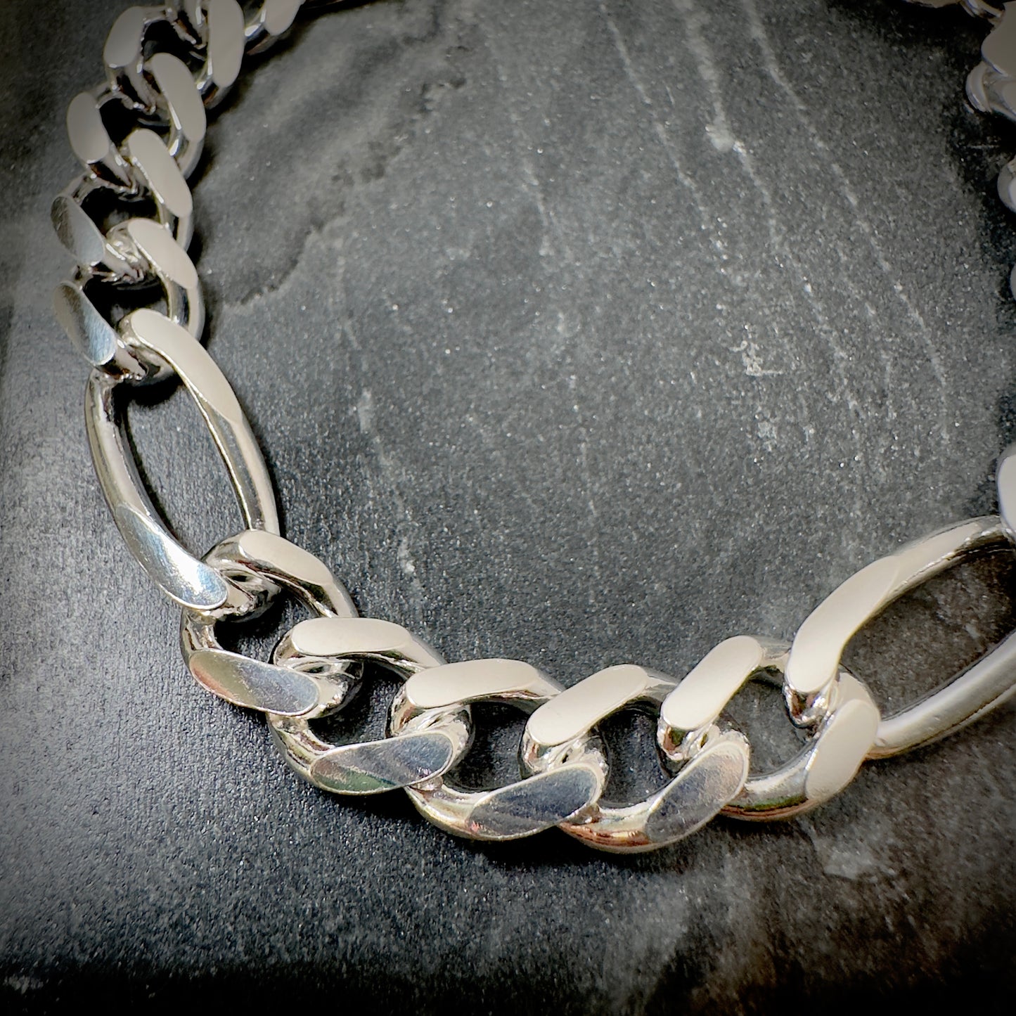 Thick Figaro Chain in Sterling Silver