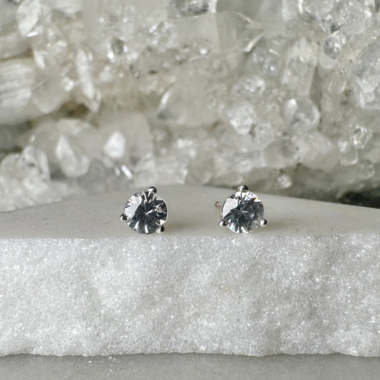 White Zircon Stud Earrings | Sterling Silver