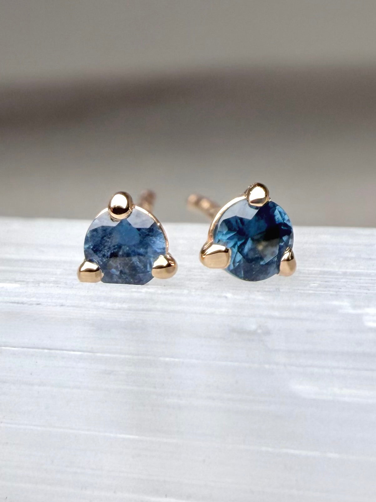 Blue Spinel Stud Earrings | 14k Yellow Gold