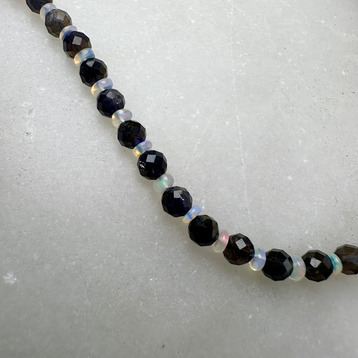 Faceted Iolite & Opal Necklace | Sterling Silver