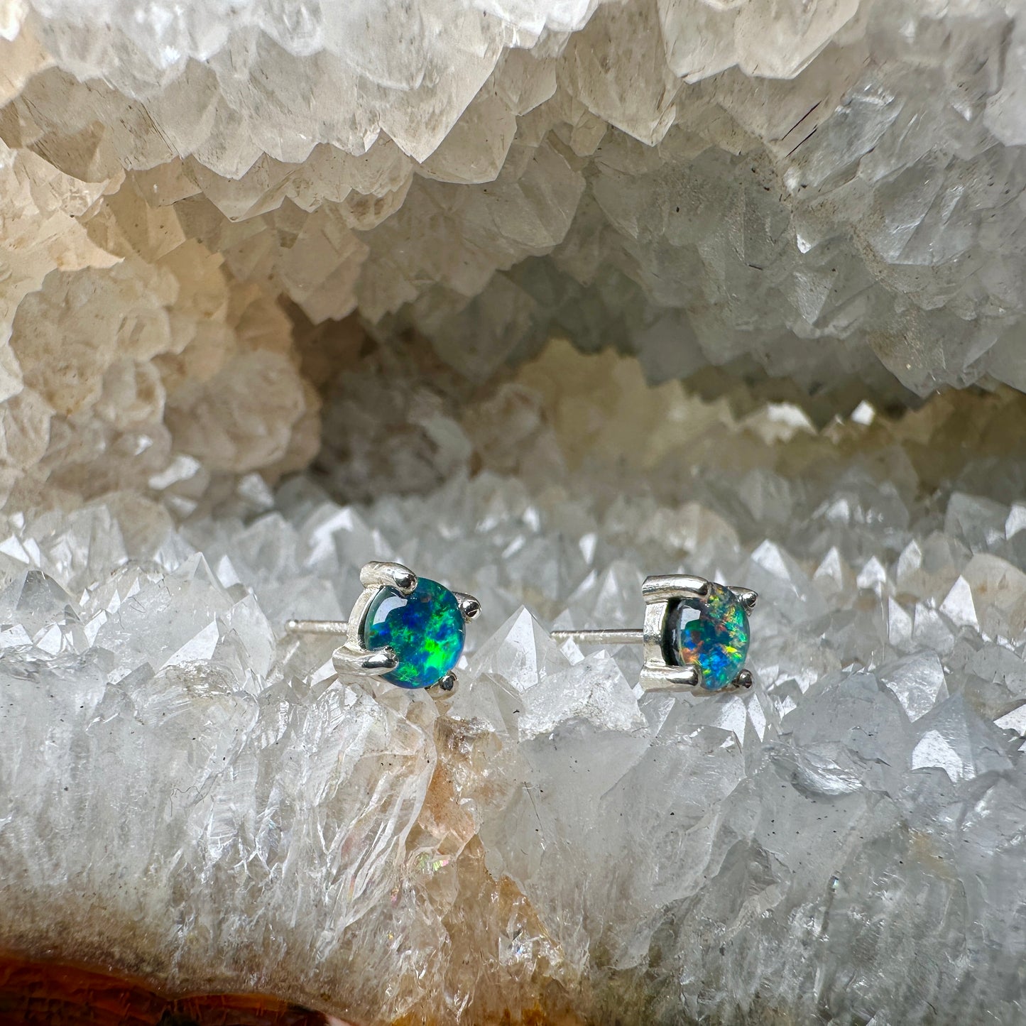 Australian Opal Stud Earrings | Sterling Silver