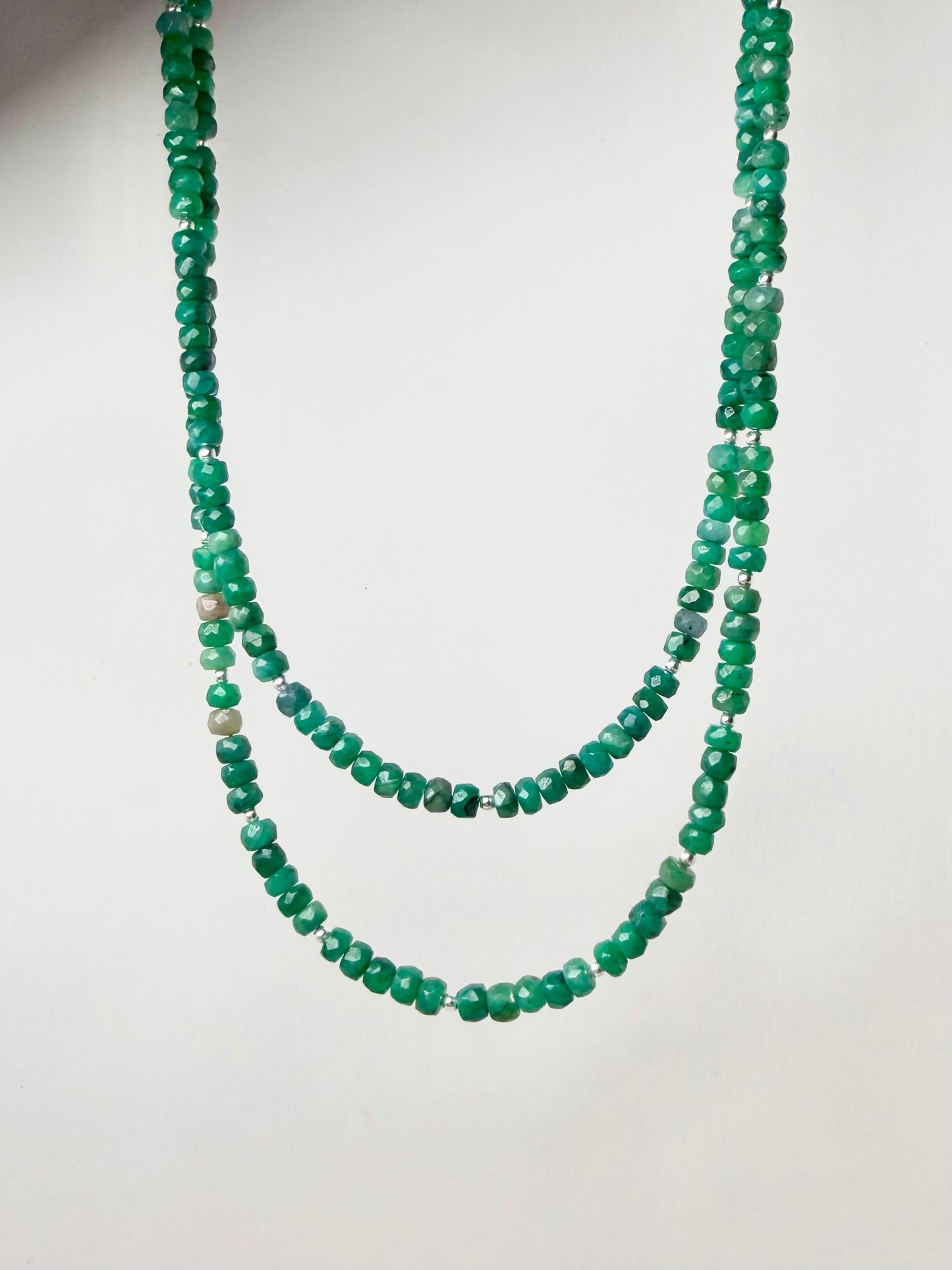 Stacked Emerald Necklace | Sterling Silver