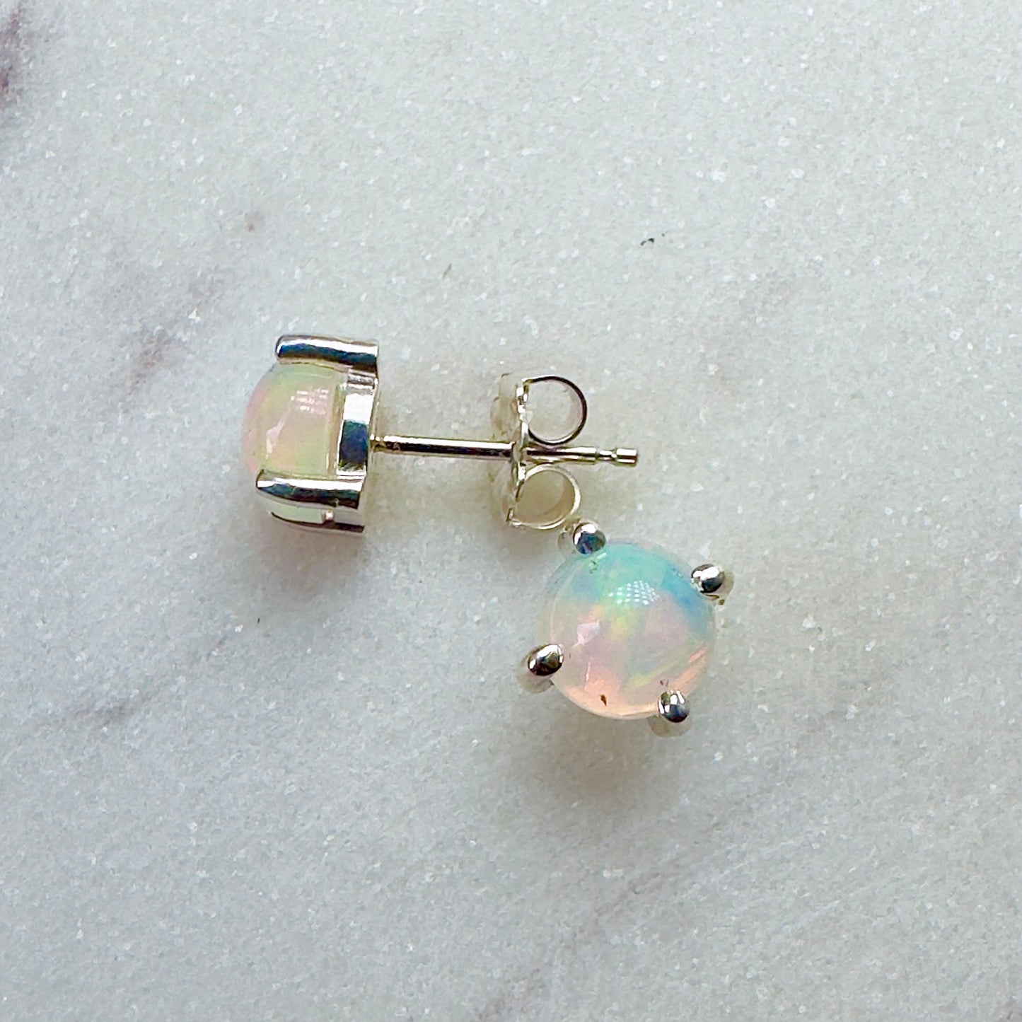 Ethiopian Opal Stud Earrings | Sterling Silver