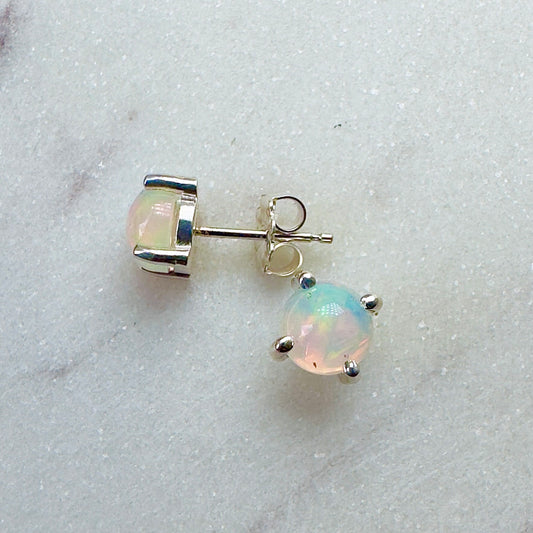 Ethiopian Opal Stud Earrings | Sterling Silver