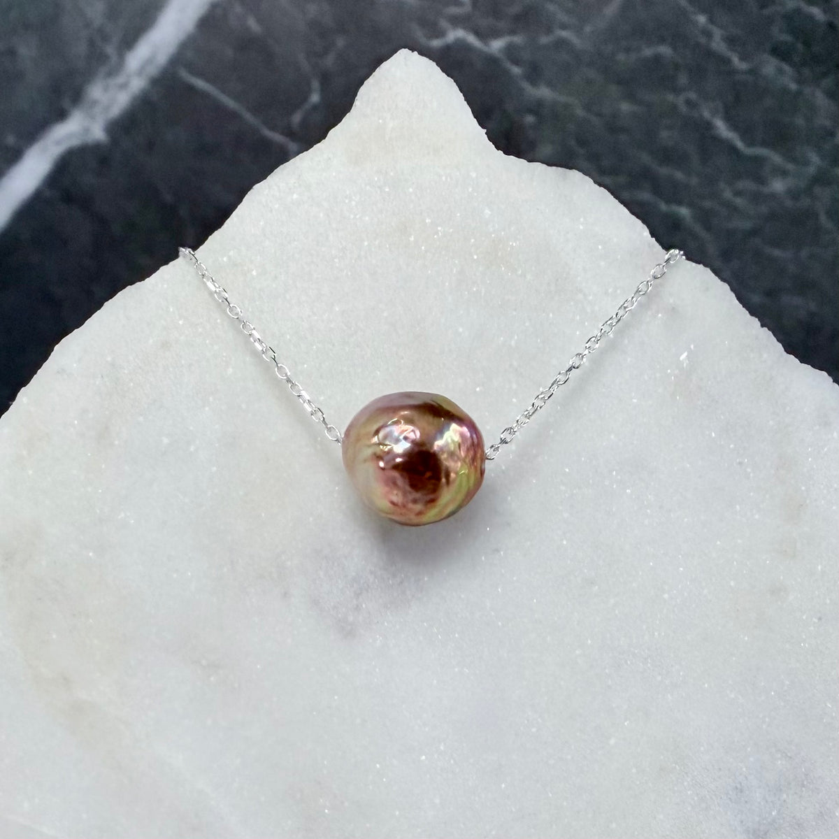 Freshwater Pearl Floating Necklace | Sterling Silver