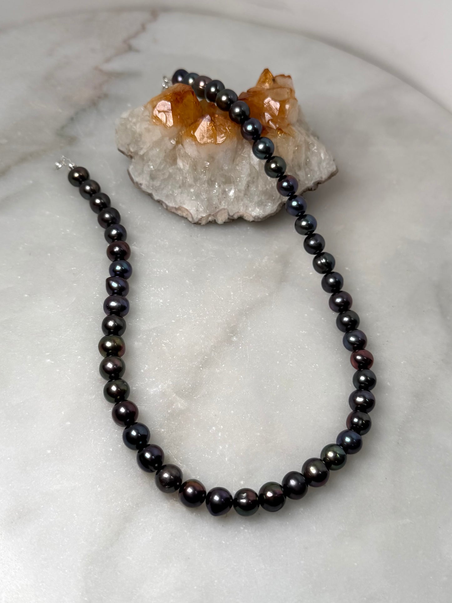 Rainbow Peacock Pearl Necklace | Sterling Silver
