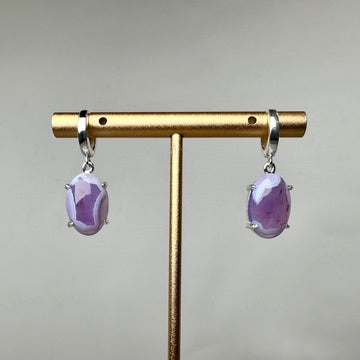 Purple Banded Chalcedony Dangle Earrings | Sterling Silver