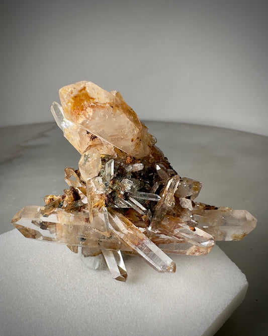 Quartz Cluster with Hematite