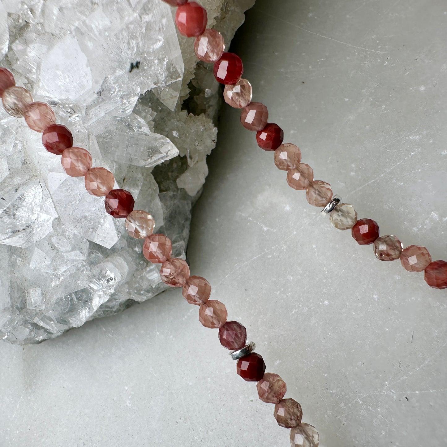 Faceted Andesine Beaded Necklace | Sterling Silver