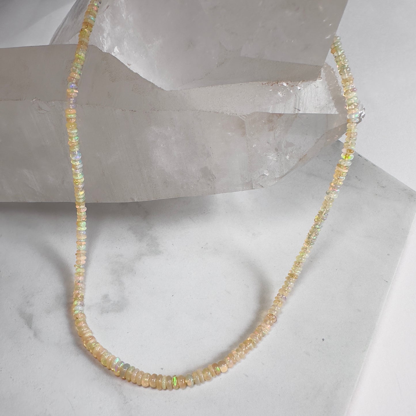 Golden Opal Beaded Necklace