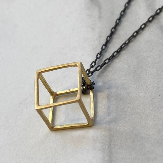 Gold Cube Pendant (Medium)