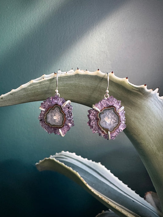 Amethyst Slice Earrings